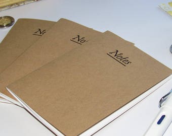 Set of 3 Midori Inserts--"Notes" Kraft Paper Midori Traveler's Notebook Insert A7 Passport Field Notes Personal A6 B6 Regular Cahier Sizes