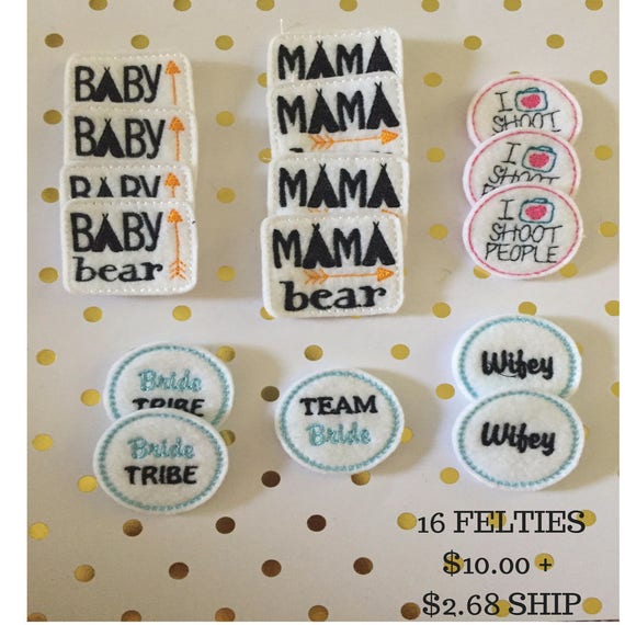 Mama Bear Felties/Felt Embellishments/Planner Supplies/Planner Feltie/Wholesale Felties/Bow Embellishments/Camera Feltie