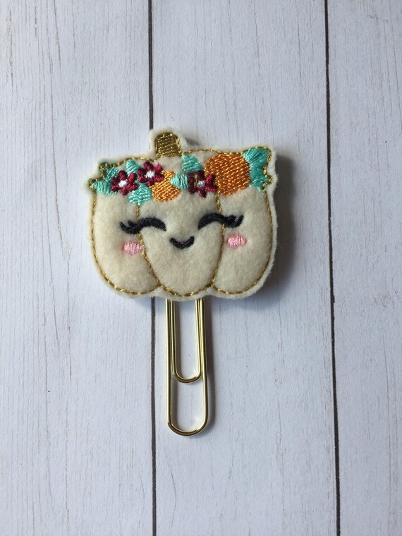 Floral Pumpkin planner Clip/Planner Clip/Bookmark. Pumpkin planner clip. fall planner clip. Floral planner clip. Cream pumpkin clip