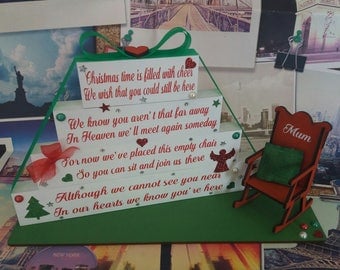 Christmas in Heaven Blocks with Chair (alternative poem) Memorial Gift