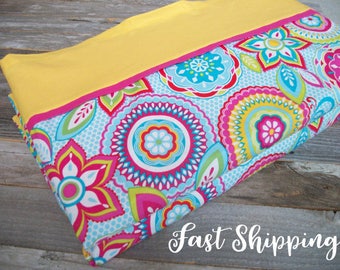 Girl Nap Mat Cover Cotton Floral/Pink & Yellow ***Choose your size!