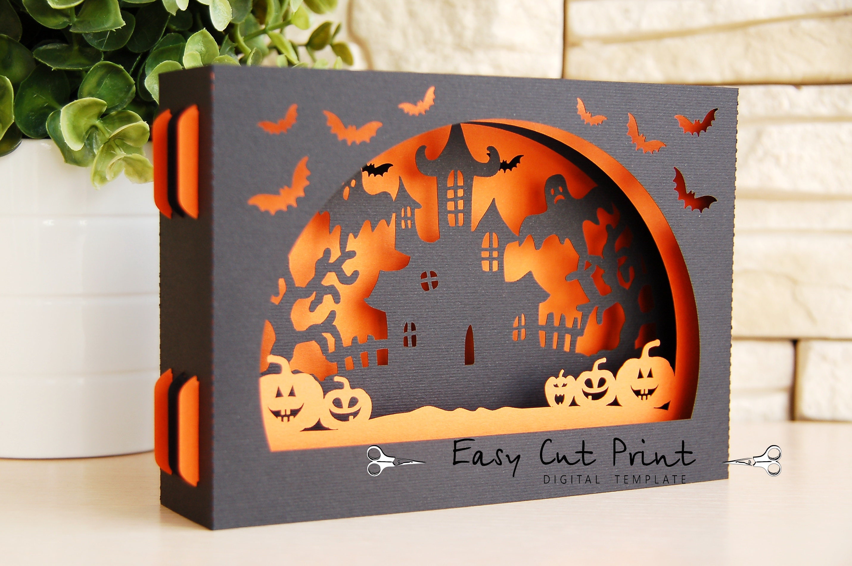 Sale 50% off Halloween Boo 3D gift Shadow box Card Laser cut