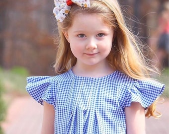 Blue Gingham Dress, Girls Dorothy Dress, Flutter Sleeve Dress, Girls Dress, Pleated Dress, Baby Dorothy Dress, Dorothy Costume, wizard of oz