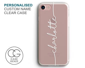 Personalised Handwritten Name Clear Phone Case for iPhone 7 Plus, 7, 6, 6s Cell Phone Cover Clear and Frosted Transparent Custom SHL