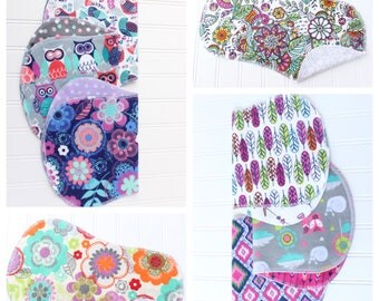 You Pick - Set of 3 - Over 50 Patterns to Pick From - Baby Girl Burp Cloths - Baby Shower Gift - Baby Gift