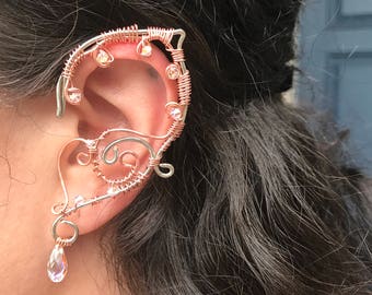 Wire Ear Cuffs, Elf Wire Earrings, Wire Wrapped Earrings, Wire Jewelry, Copper Elf Ears, Elf Ear Cuffs, Elven ears, Silver Elf Ears