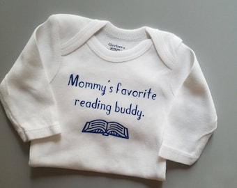 Mommy's Favorite Reading Buddy, Book Baby Clothes, Book Club Baby, Booklover Gift, Reading Baby Clothes, Teacher Baby, Pregnancy Gift, Books