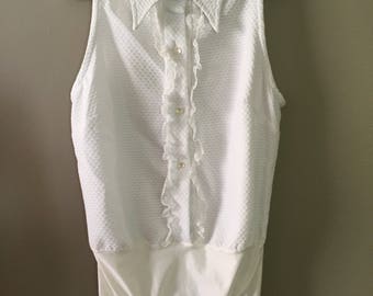 1970's White Textured Bodysuit