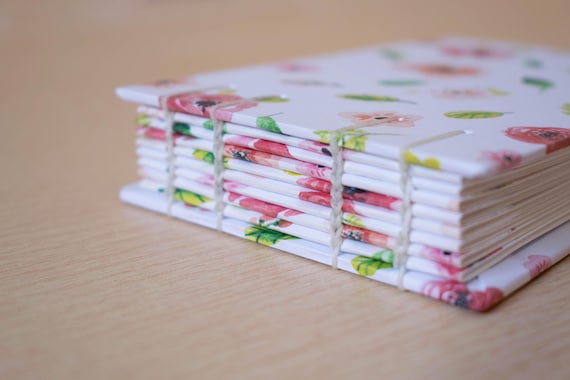 Botanical stationery, Notebook for her, Natural notebook, Coptic journal, Blank pages notebook, Leaves notebook, Floral notebook