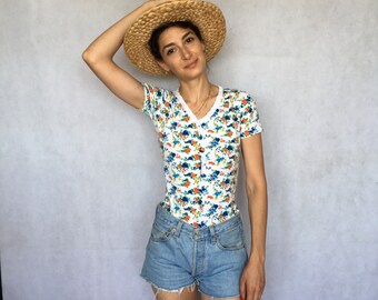Vintage Floral Short Sleeve Bodysuit