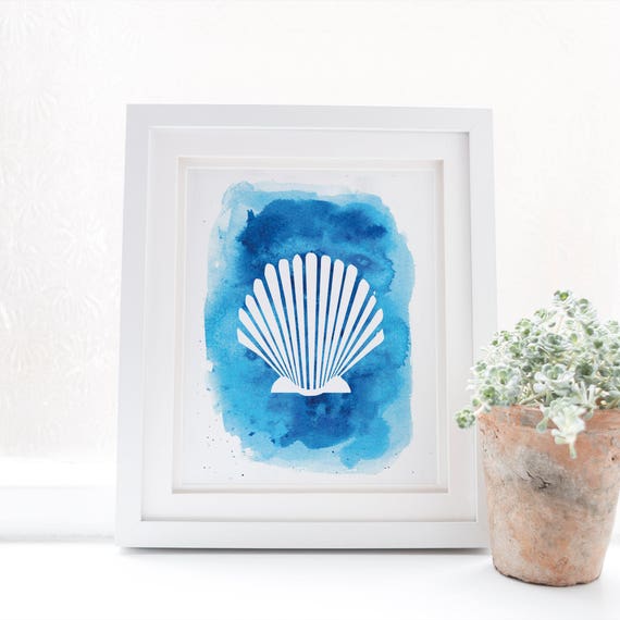 Blue Nursery Art Scallop Art print Scallop Decor Sea