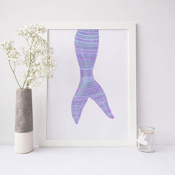 Mermaid Poster Mermaid Artwork Girls Room Print Baby Girl