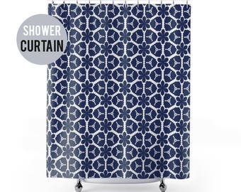 Shower Curtain Blue and White Pattern Shower Curtain