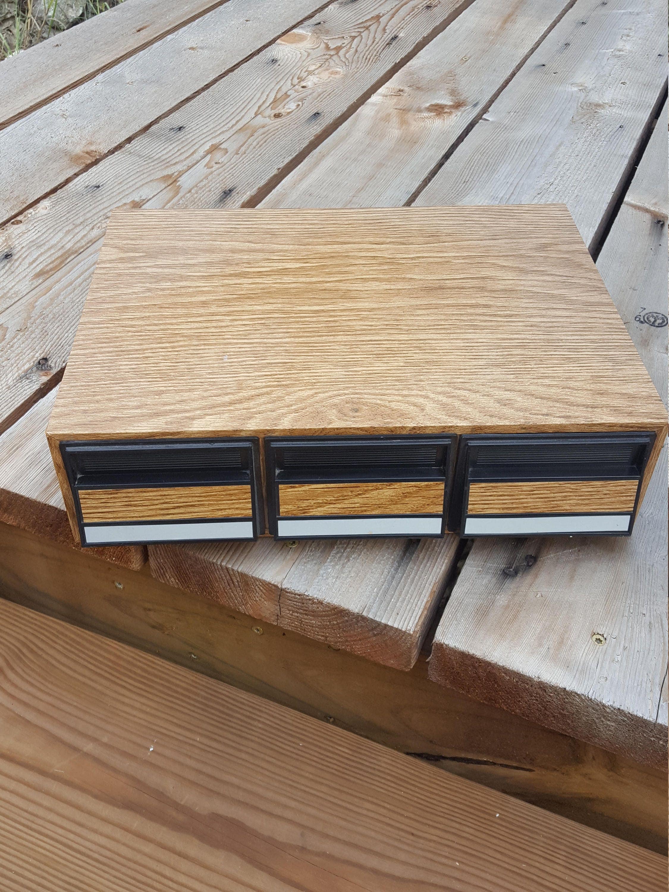 Vintage Audio Cassette Storage / Tape Cassette Storage Wood