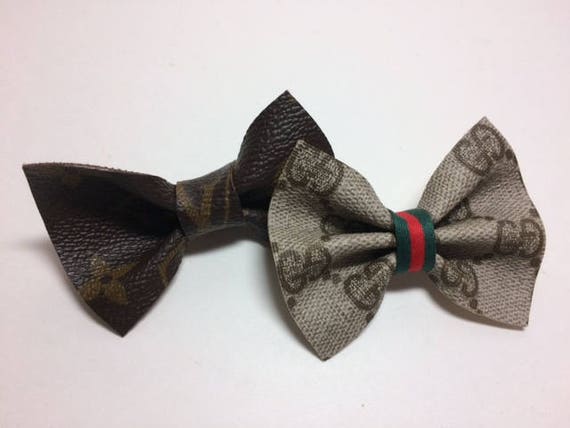 Louis Vuitton Dog Bow with LV Initials Gucci Dog Bow with Red