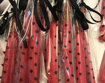 ladybug pretzel rods