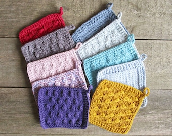 Kitchen potholders Knit pot holder set of 2 hot pads Cotton potholder Crochet hot pad baking Washcloth dishcloth Kitchen hostess gift under