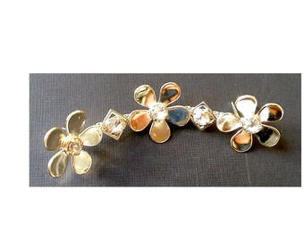 FRISE FLORALE EN Metal Dore Et Coeur Strass