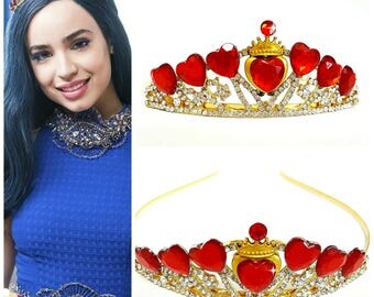 SALE !!!! Red Heart Crown Evie Descendants 2 Crown, Disney Descendants 2 Tiara ,Evie costume,Evie Gold Tiara Red Heart Crown Descendants