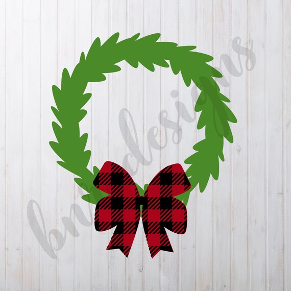 Download Wreath SVG Plaid Bow SVG Christmas SVG Dxf Cricut File
