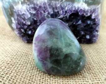 Rainbow Fluorite Crystal, Green Purple Free Standing Mineral Gemstone Rock Stone Specimen Display Piece, 5.5 cm 2.25 inches, 280 gram 9.9 oz
