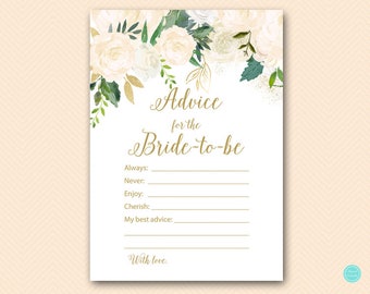 Bluff Bridal Shower Games, Advice for the Bride to be Card, Advice for the Bride, Bridal Shower Activities, Bridal Shower Printable BS530P