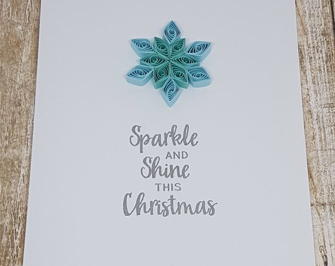 Paper Quilled Small Snowflake with Heat Embossed Greeting Card - 5