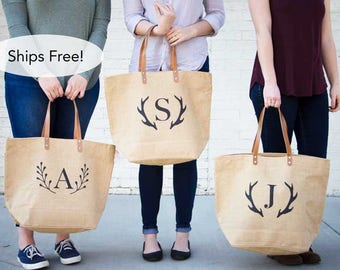 Set of Bridesmaids Tote Bags | Personalized Bridesmaids Gifts | Bridal Party Gifts | Bridesmaid Gift | Monogrammed Bags | Junior Bridesmaid