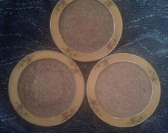 60s/70s 3pc. Shabby Chic Corkboard Enamel Coaster Set