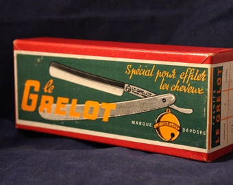 Vintage Cardboard Shipper Advert for LE GRELOT Straight Razors
