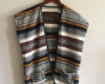 Mexican Blanket Vest Boho Vest 1970's Clothing
