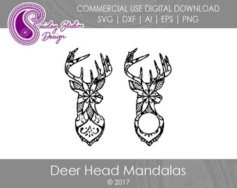 Deer Head Mandala SVG, Deer Head SVG, Deer Head Monogram SVG, Deer Svg file, Hunting Svg, Svg Files, Silhouette Cut File, Cricut Cut File