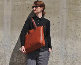 Italian leather shoulder bag, Handmade leather bag, leather work bag, leather tote, leather Bag, Leather Laptop Bag, leather zipper tote