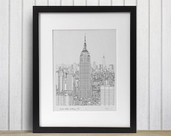 Black and White New York City Buildings Skyline Empire State