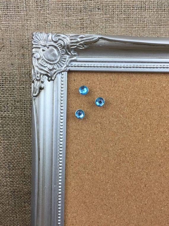 SILVER FRAMED CORKBOARD | Silver Pinboard | Silver Cork Board | Ornate Framed Message Board | Notice Board | Memo Board | Vision Board