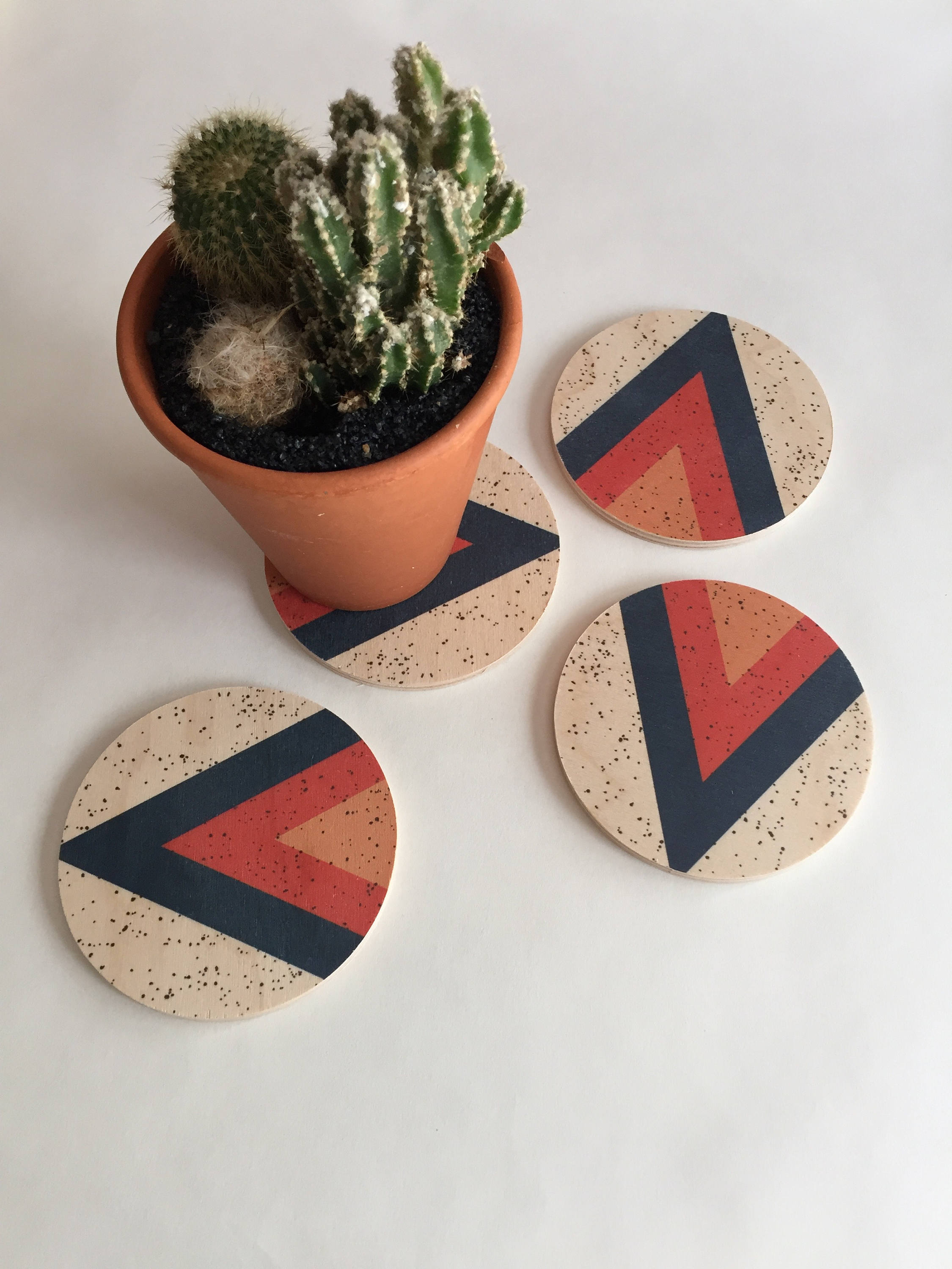midcentury modern coasters wood coasters geometric coasters