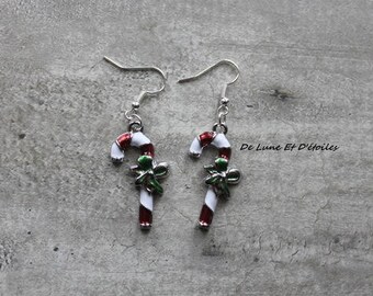 Christmas candy cane earrings
