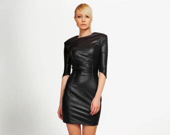 Leather Dress, BDSM, Latex Dress, Black Dress, Black Cocktail Dress, Bondage Dress, LBD, Gothic Dress, Black Bridesmaid, Sexy Dress