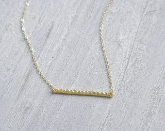 Essential Gold Necklace, Gold Bar Necklace, Hammered Gold Bar Necklace, Simple Dainty Necklace, Minimalist Gifts for Girlfriend