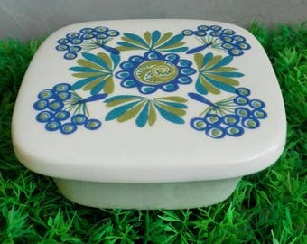 Midcentury Figgjo Flint Norway Butter Box "Tor Viking" Pattern. Designed by Turi Gramstad Oliver
