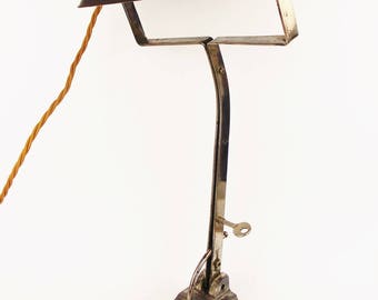 Antique 1920 Art Deco Bankers Desk Lamp Chrome Plated Table Lighting Bakelite
