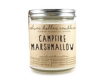 Campfire Marshmallow Scented Candle, Soy Candle, Marshmallow, Handmade Scented Candle, Mens candle, gift for men, natural candle, man candle