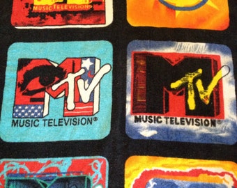 Vintage 1995 MTV music television rap hip hop pop music promo beach bath summer pool retro wall hanger art towel RARE