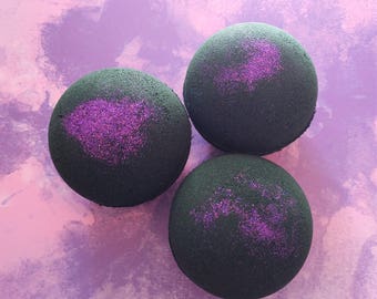1 Starry Night, Bath Bomb, Black Bath Bomb, Glitter Bath Bomb, Baths, Dark Bathbomb, Sparkly, Glitter Bathbomb, Bath Art, Goth Bath Bomb, BB
