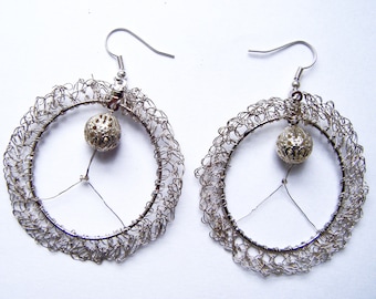 Crocheted earrings silver