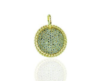 14YC125 - 14K Yellow gold diamond Round disc