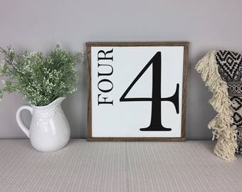 Number Sign | Gallery Wall Decor | Farmhouse Decor | Family Number Sign | Fixer Upper Sign