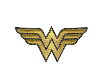 DC Comics Iron On Applique Wonder Woman Logo 2.25 x 4.5 inches, Superhero Patch, Kids Iron-On Patch, Embroidered Patch (443796)