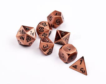 DnD Dice set-Metal Dice set for DnD RPG Dungeons and Dragons-Metallic Dice-Solid Heavy Gaming Dice-Shiny Heavy RPG D&D 7-Dice-Choose Color