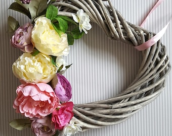 Heart Shaped Wreath, Wedding Decor, Home Decor ,Summer flowers,Wreath ,Heart